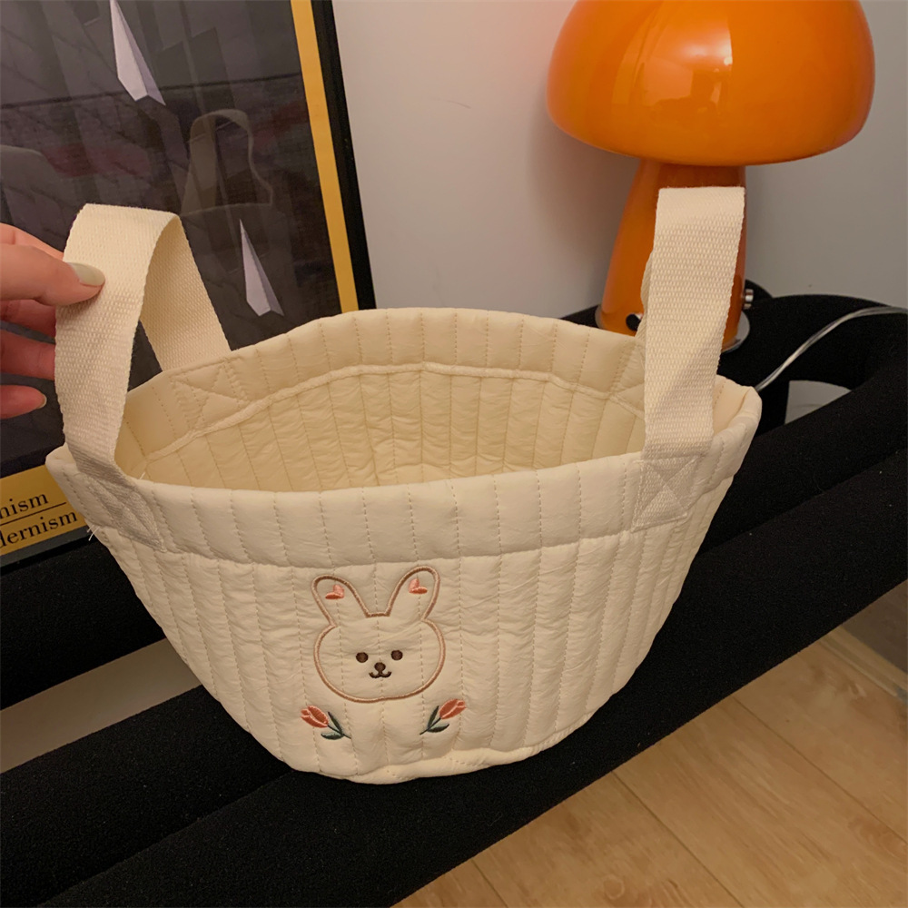 11288 Spring New Quilted bear embroidery Storage bucket, Toy snack storage basket, Mommy Bag, hand-held water bucket Application Scenario