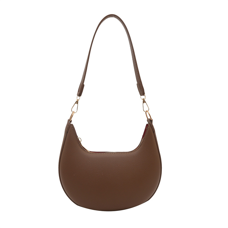 ins retro new style, fashionable and trendy, high-quality single-shoulder bag, comfortable hand-held crescent-shaped small bag, niche underarm bag Item Picture