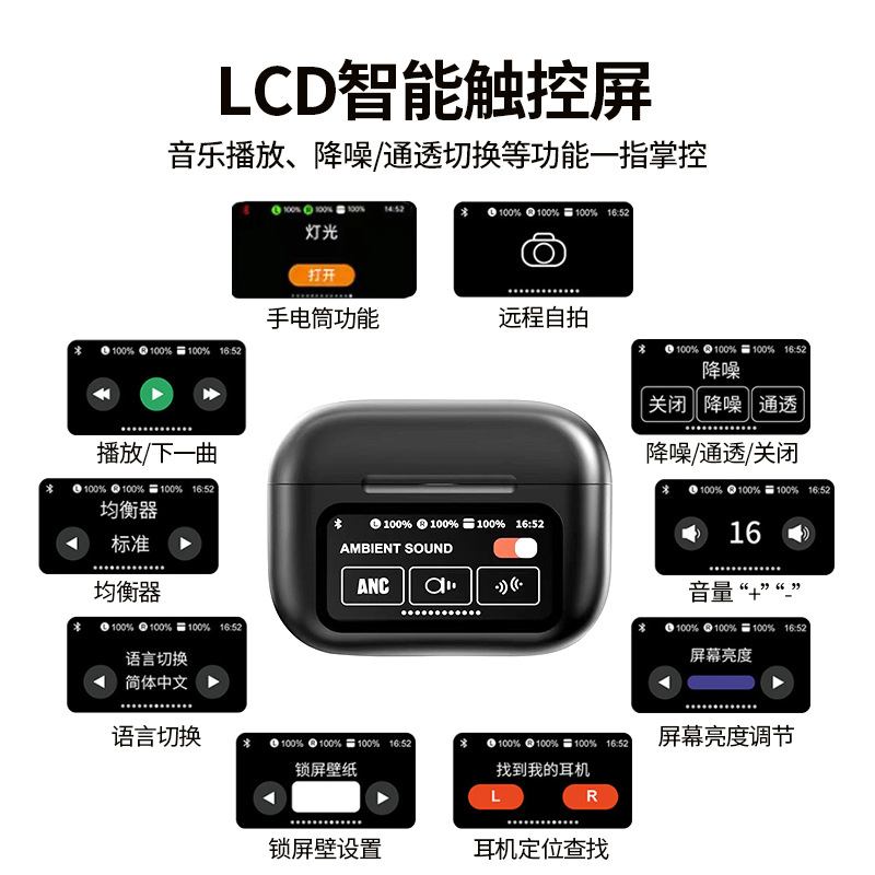 The new wireless Bluetooth headphones, Huaqiangbei in-ear A9pro noise-cancelling headphones, smart screen for sports, and ultra-long battery life details Picture