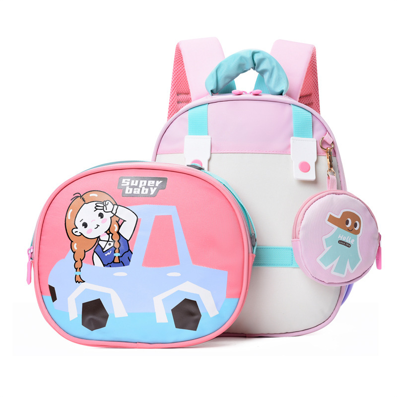 New three-piece set of kindergarten schoolbags, cartoon children's backpacks, cute and stylish for boys and girls, large-capacity backpacks full figure