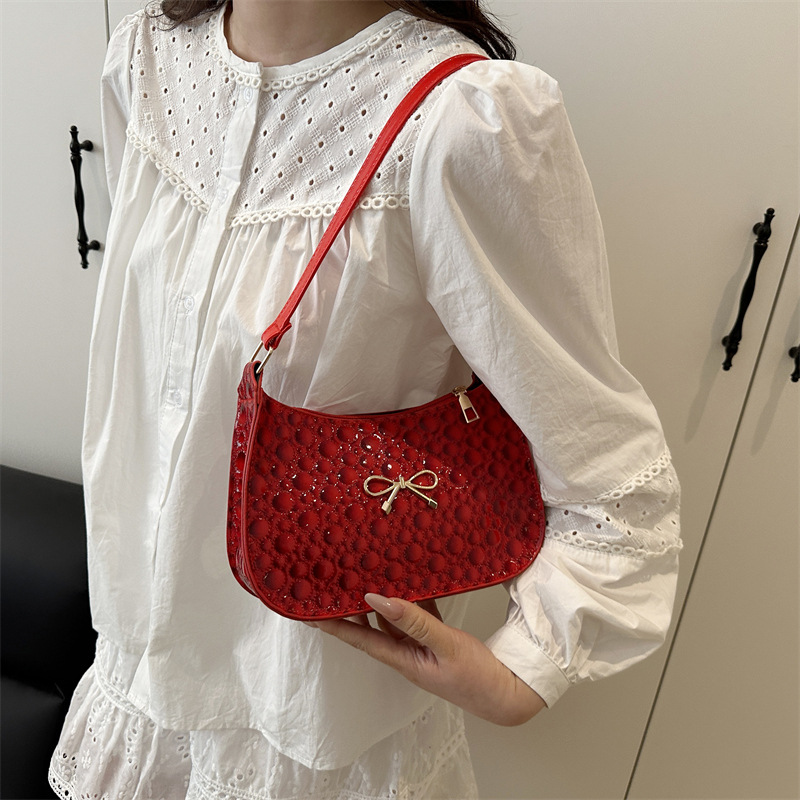 Underarm bag for women, Spring 2025 new style, high-end and stylish single-shoulder bag, commuting fashion, bow crossbody bag Specification drawing