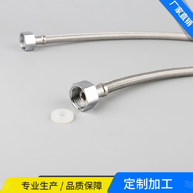 304 stainless steel wire braided cold and hot water faucet inlet pipe, copper single-end rod kitchen metal flexible hose corrugated pipe Application Scenario
