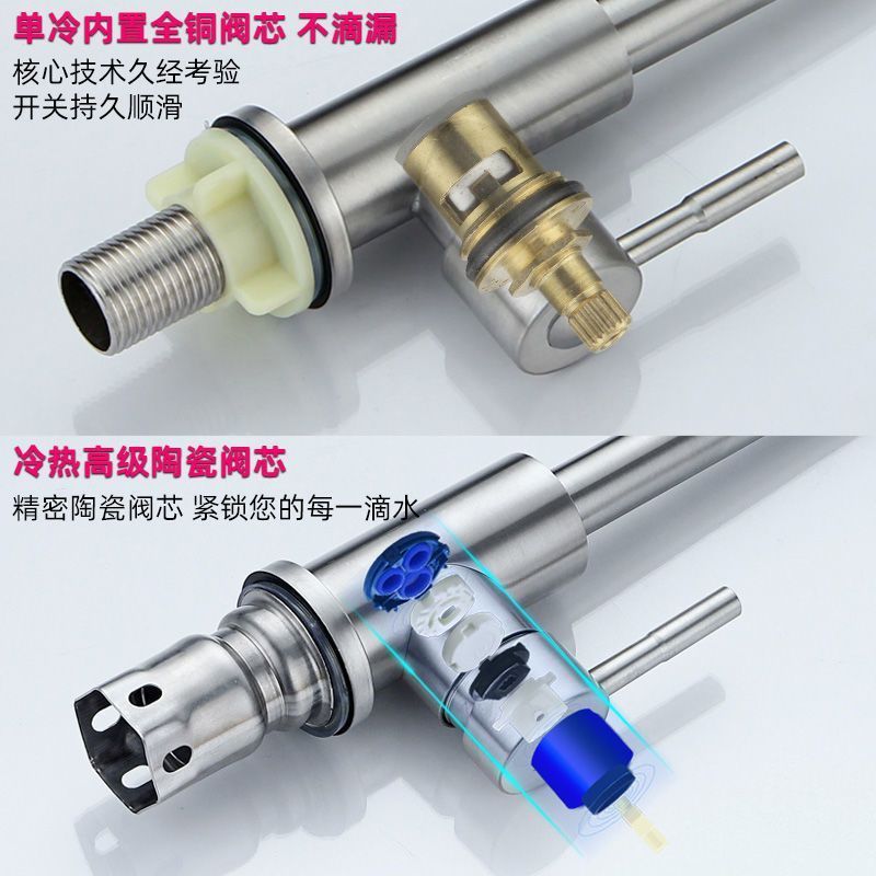 All-copper kitchen hot and cold water faucets, sink for washing vegetables, dishes, laundry pool, sink and washbasin, rotatable household model Application Scenario