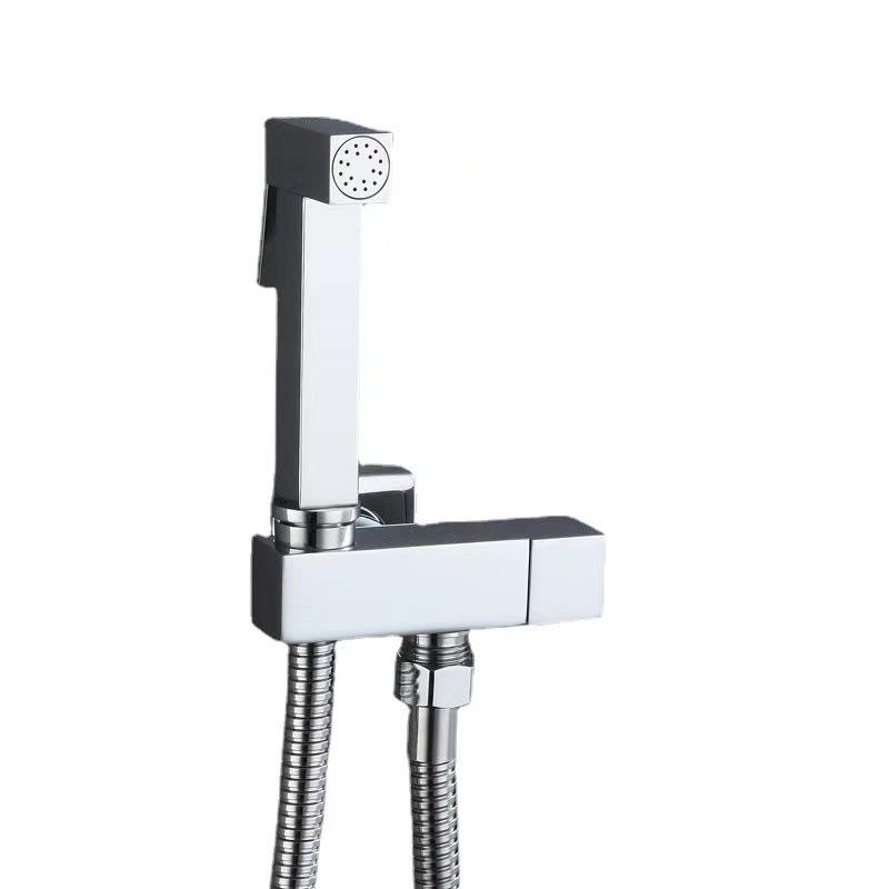 Cross-border single-cooling handheld feminine washbasin set, all-copper square set, pressurized spray gun, toilet Angle valve with nozzle Item Picture