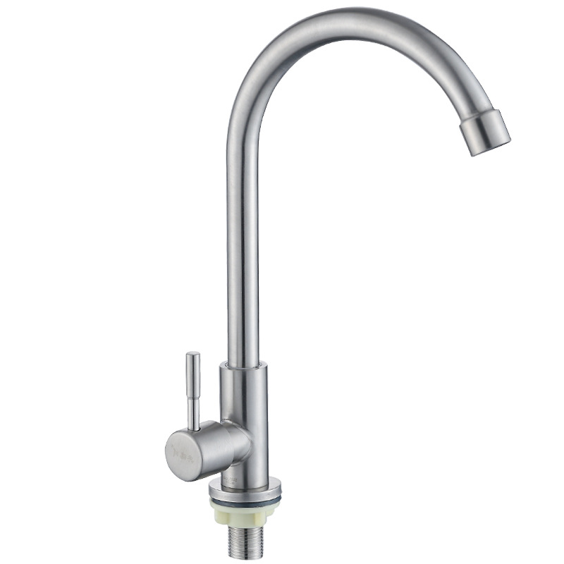 Kitchen single-cooling faucet, stainless steel flat three-way, vertical single faucet, kitchen faucet Application Scenario