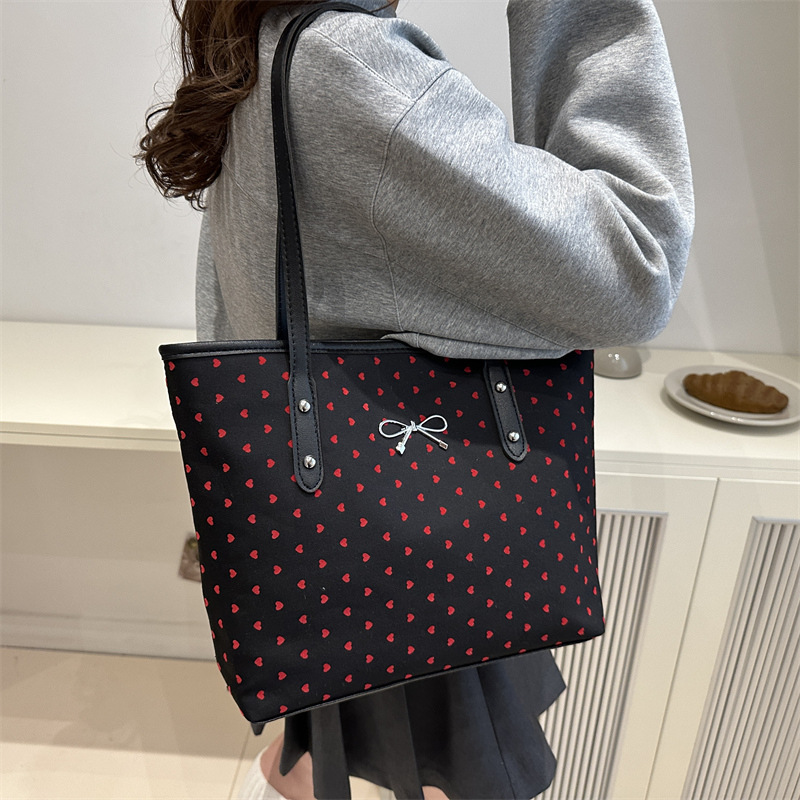 College-style canvas bag for women, 2024 new trendy Korean single-shoulder tote bag, casual large-capacity shopping bag details Picture