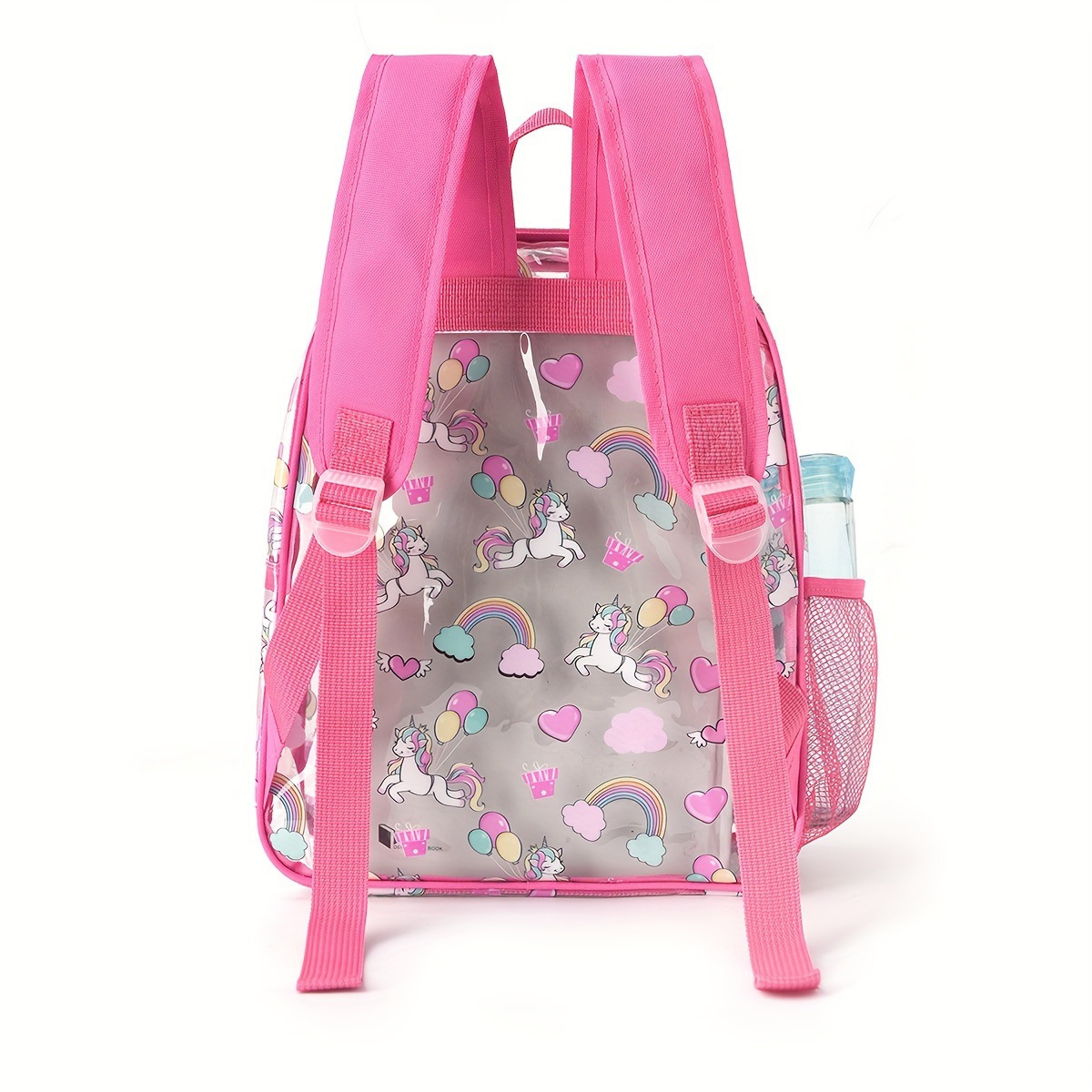 Cross-border best-selling printed transparent backpack, waterproof pvc storage bag, student schoolbag, large-capacity transparent backpack Specification drawing