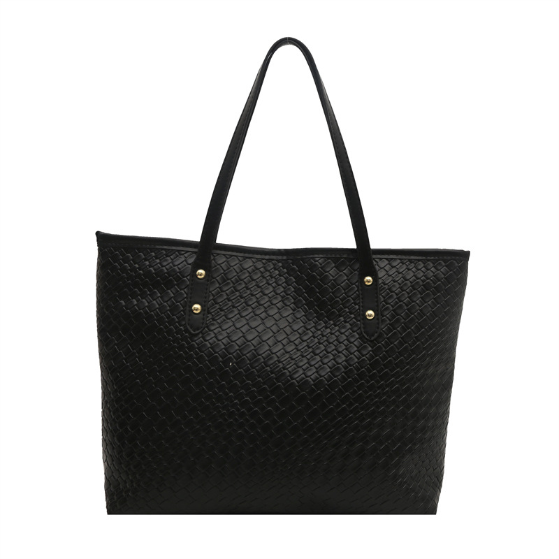 Cross-border simple and fashionable woven pattern women's bag tote bag 2025 Spring New large bag casual single-shoulder bag Item Picture