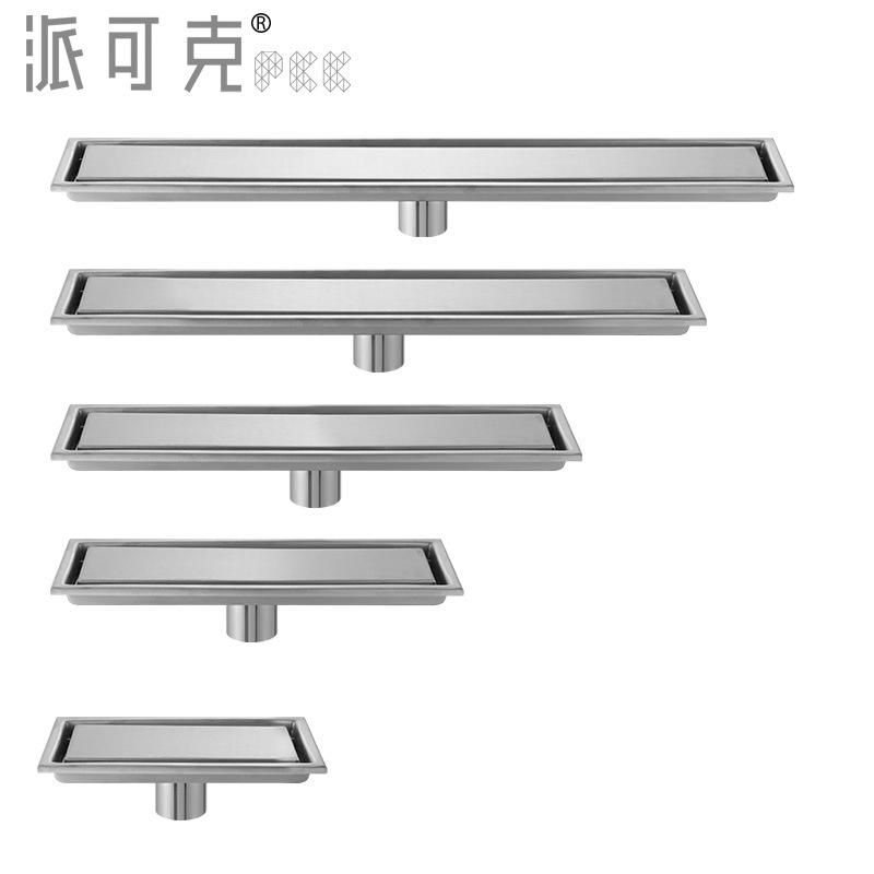 Black invisible floor drain, 304 stainless steel, long strip hidden floor drain for bathroom, side exhaust anti-odor floor drain, cross-border full figure
