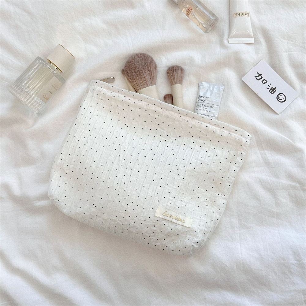 4711 Spring/Summer new polka dot printed single-shoulder bag for women, simple and versatile canvas bag, large-capacity commuting bag details Picture
