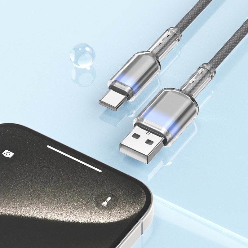 65W gradient crystal woven fast charging data cable for mobile phones, suitable for iphone16 Apple type-c charging cable Specification drawing