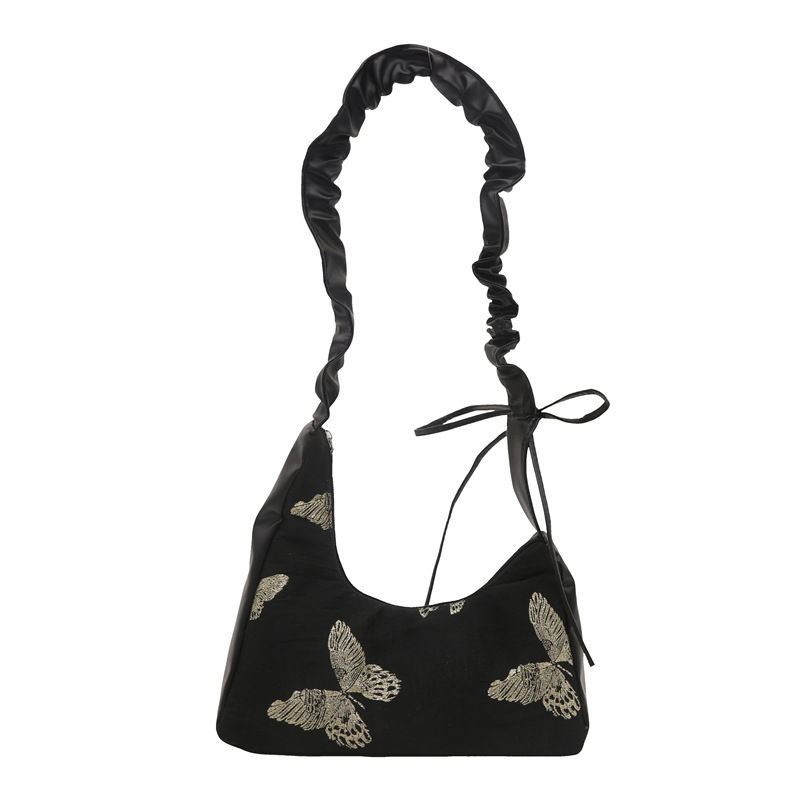 Fashionable and stylish lace underarm bag for women, new autumn/Winter 2024, bow pleated single-shoulder bag, commuter crossbody bag Item Picture