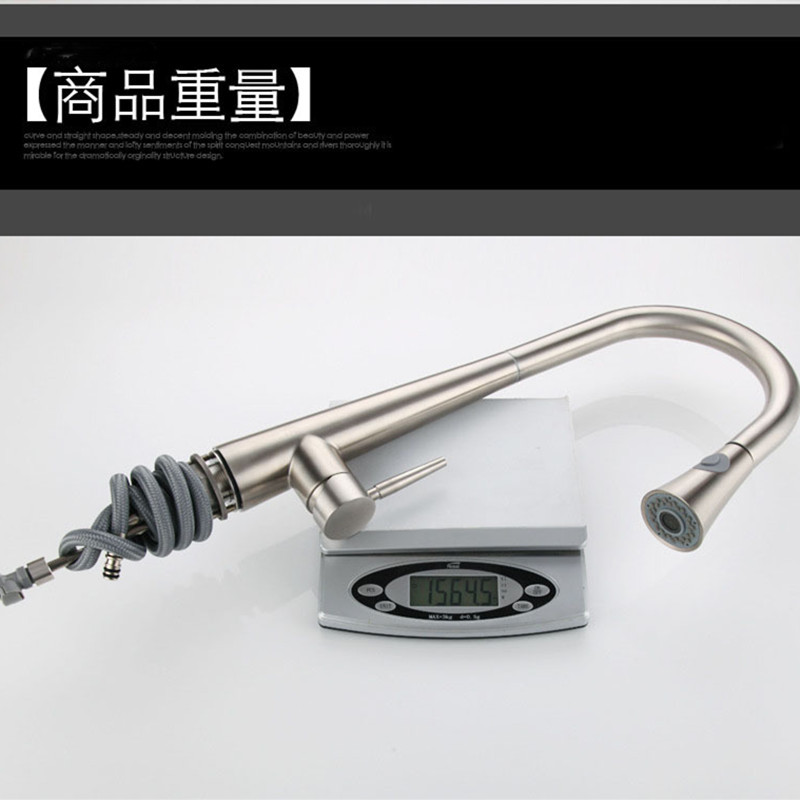304 stainless steel pull-out kitchen hot and cold water faucet, sink basin, two-position water outlet pull-out faucet Application Scenario