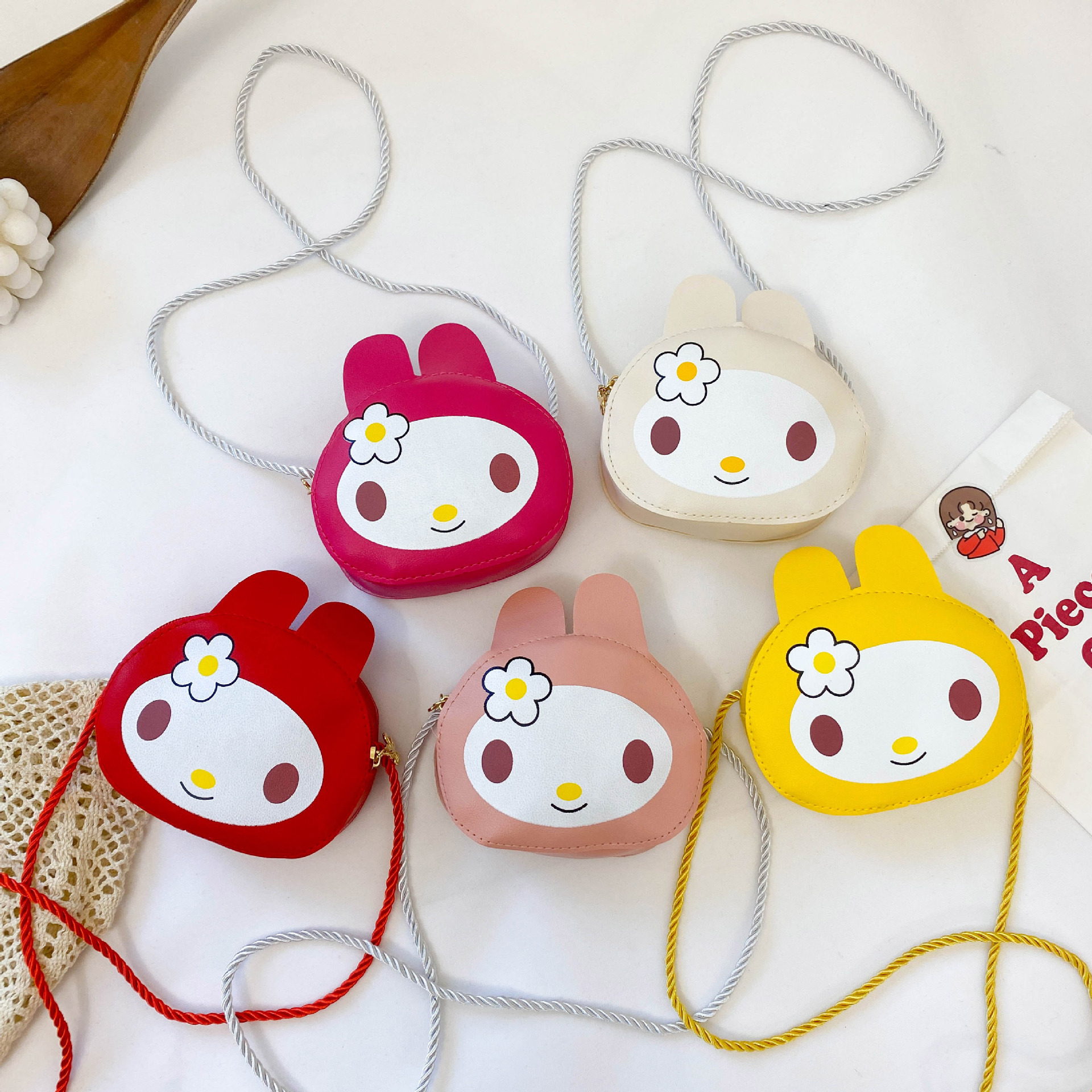 New cartoon and cute children's bag, PU single-shoulder bag, Korean-style casual crossbody bag for girls, small animal coin purse full figure