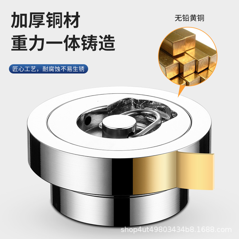 Square and round swimming pool floor drain, all-copper hot spring bath pool drain, hot spring pool, fish pool drain plug, sealed and anti-odor details Picture