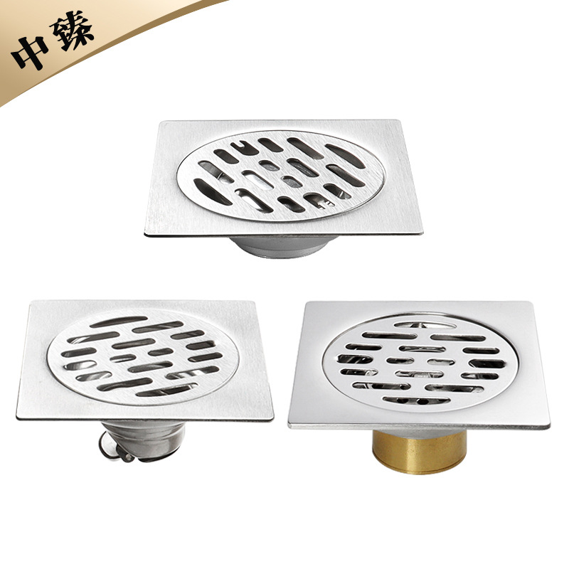 Stainless steel floor drain, anti-odor floor drain core, washing machine bathroom project, self-sealing deep water seal floor drain, bathroom full figure