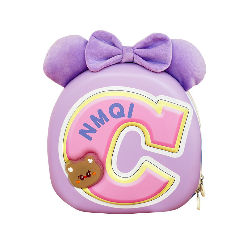 Sweet and cute bow bow boys' and girls' backpacks for kindergarten and primary school students, 2025 new eggshell children's bags Item Picture