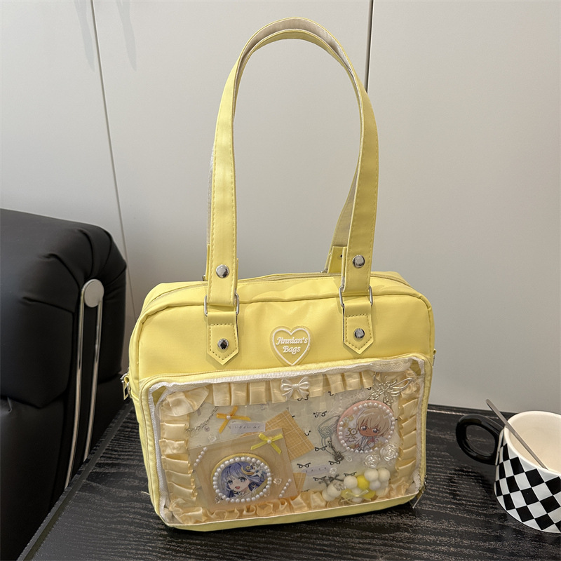 Cute bag, soft girl student bag, transparent bag, Japanese school style single-shoulder crossbody bag full figure