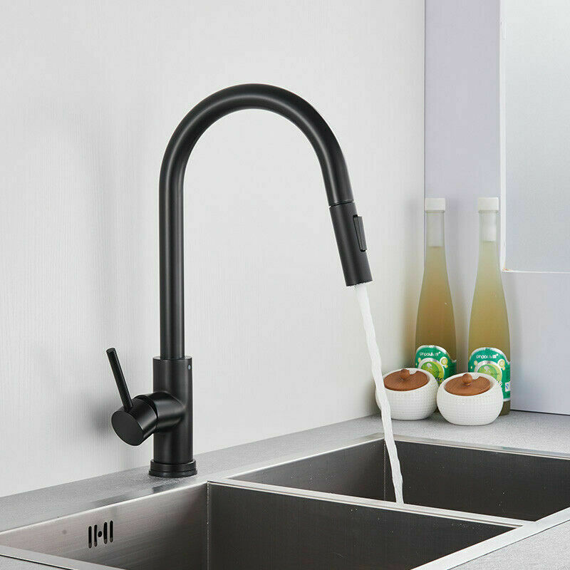Black smart kitchen sink faucet pull-out nozzle, stainless steel touch sensor kitchen touch faucet Specification drawing