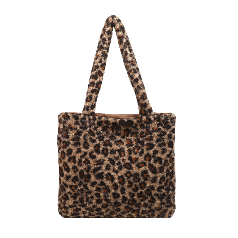 Leopard print fur Tote bag for women 2024 New large-capacity single-shoulder bag for commuting women, fashionable and versatile handbag Item Picture