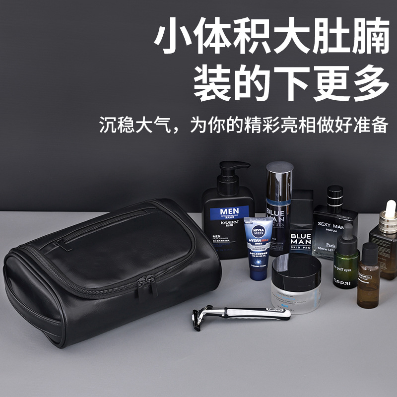 A new cross-border Amazon hand-held pu men's makeup bag with a high-end feel, large capacity, waterproof and portable travel toiletry bag Application Scenario