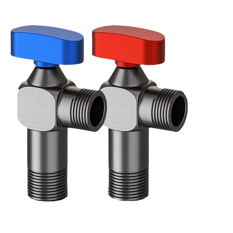 Special gas 4-point all-copper pure copper ball valve for high-flow water heaters, household spherical full-opening cold triangular valve Item Picture