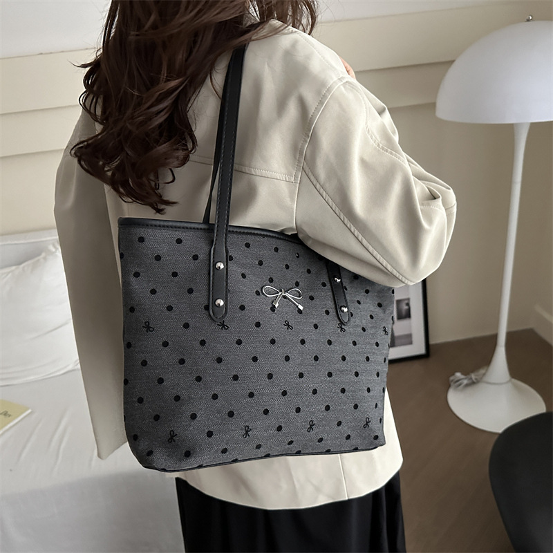 College-style canvas bag for women, 2024 new trendy Korean single-shoulder tote bag, casual large-capacity shopping bag Specification drawing