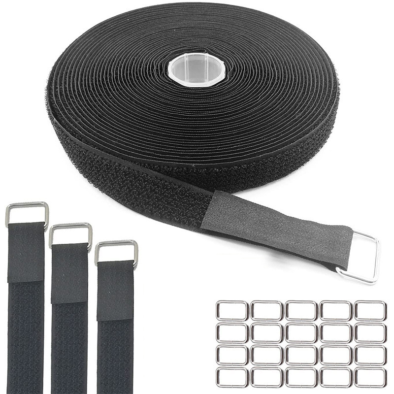 DTP9 wholesale rough-hooked, one-piece Velcro self-adhesive tape, reverse buckle, iron buckle, nylon cable tie, metal buckle, burr integrated fixation Specification drawing