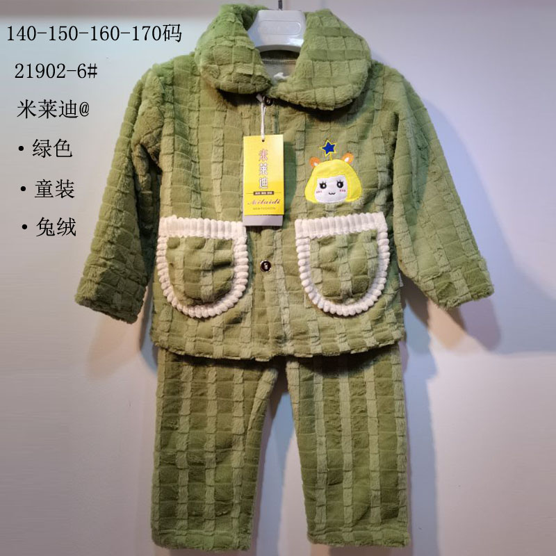 儿童爆款时尚年青高档法兰绒新款家居服童装外穿长袖套装宽松秋冬天外贸绒海岛绒印花睡衣详情15