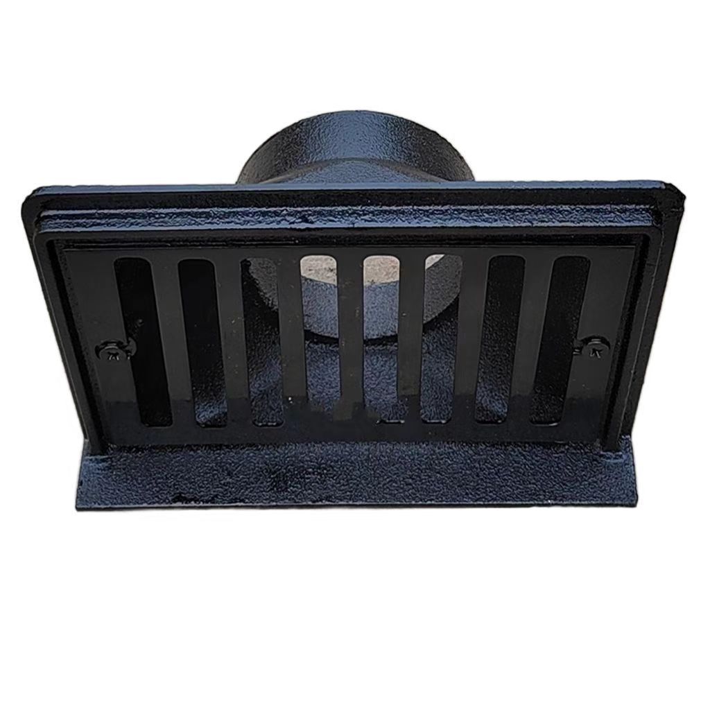 Cast iron side wall floor drain, cast iron side rainwater drain, DN50 75 100 150 200, common rectangular floor drain Specification drawing