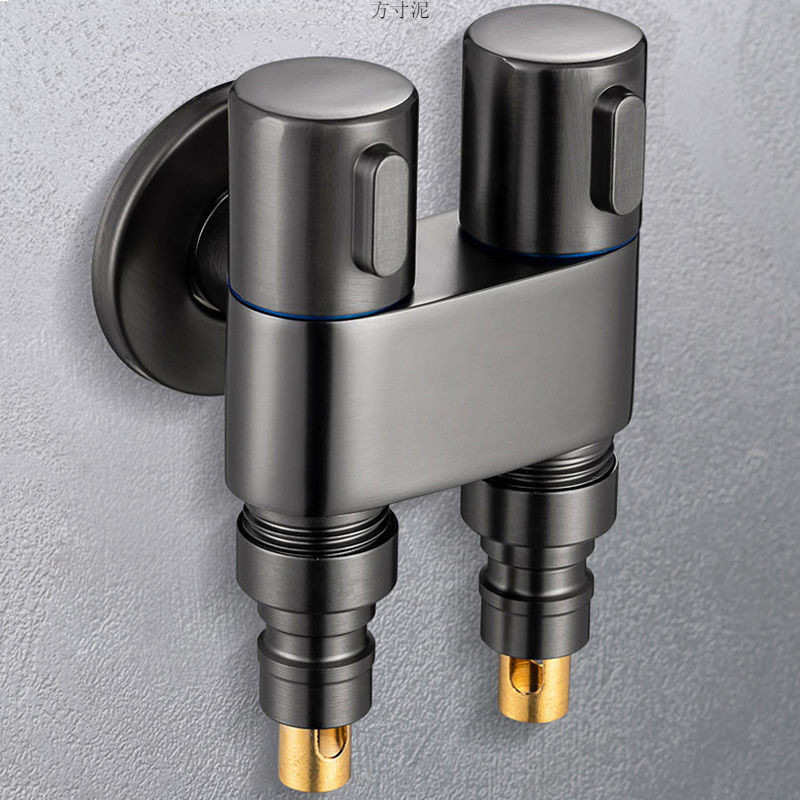Toilet companion, one-inlet and two-outlet Angle valve, washing machine, all-copper faucet, high-flow water distribution valve, dual-control water stop joint full figure