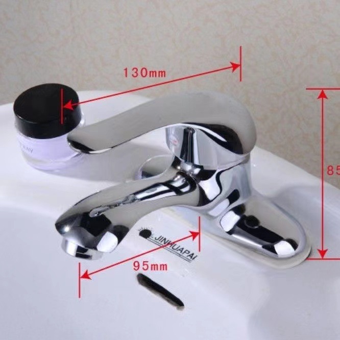 Double-hole faucet, washbasin, surface basin, kitchen and bathroom hot and cold switch, washbasin, mixing valve, three-basin details Picture