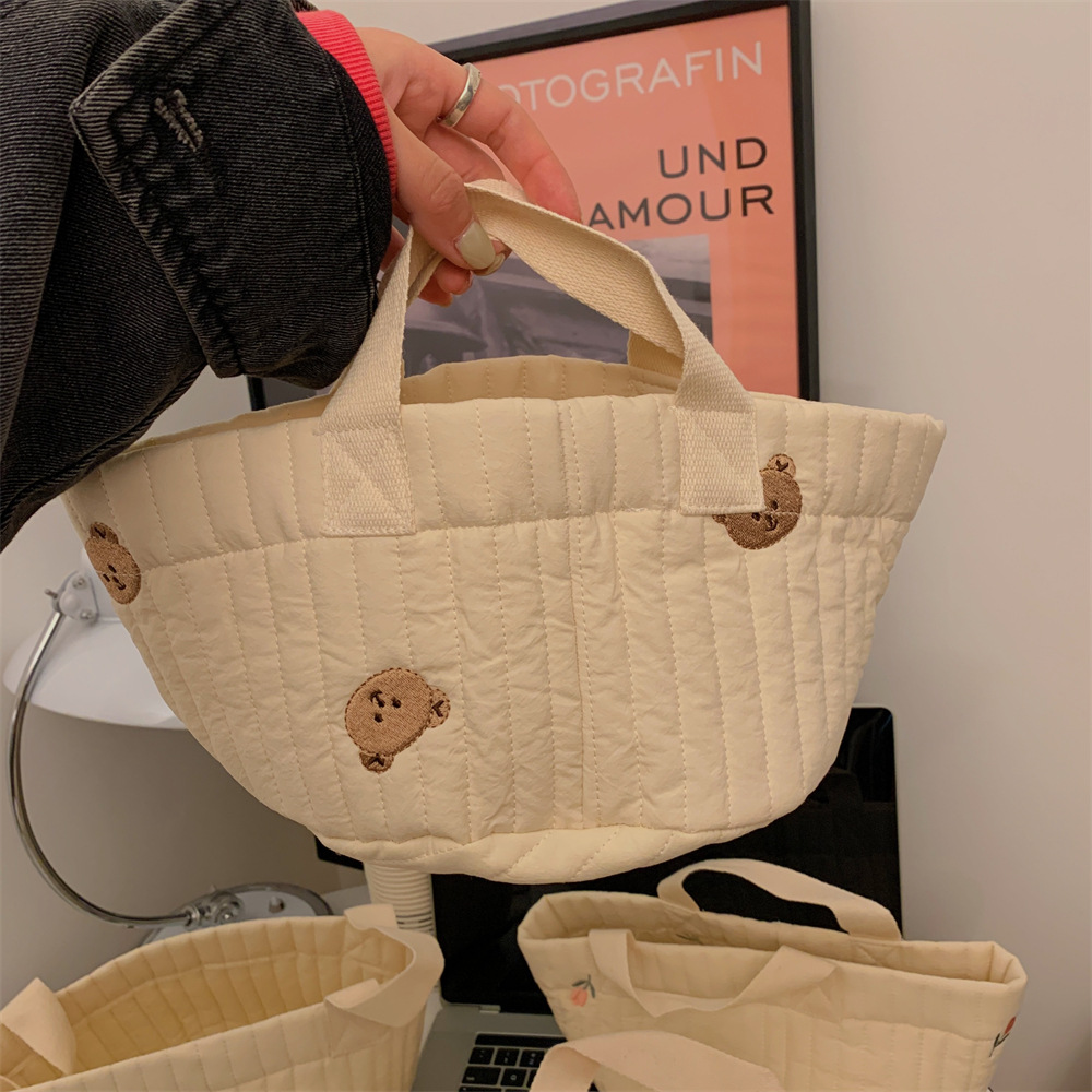 11288 Spring New Quilted bear embroidery Storage bucket, Toy snack storage basket, Mommy Bag, hand-held water bucket Specification drawing