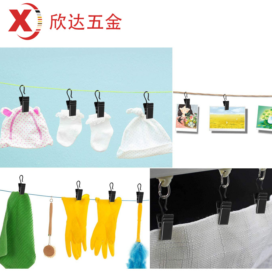 Cross-border metal curtain clips, home bath curtain hook clips, curtain buckle accessories, small clips with hooks, iron clips in stock Application Scenario
