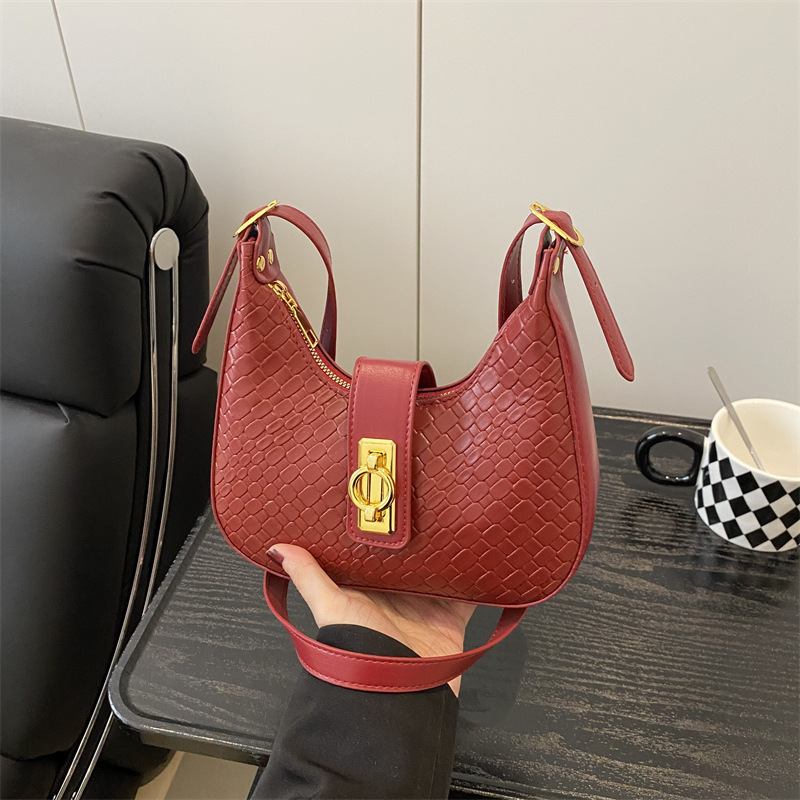 Simple solid color women's bag 2025 new style fashionable crescent bag Spring versatile and stylish single-shoulder underarm bag crossbody bag for women full figure