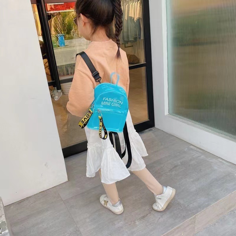 Printed logo children's jelly transparent pvc backpack, girls' bag mini backpack, Korean version trendy student schoolbag Application Scenario