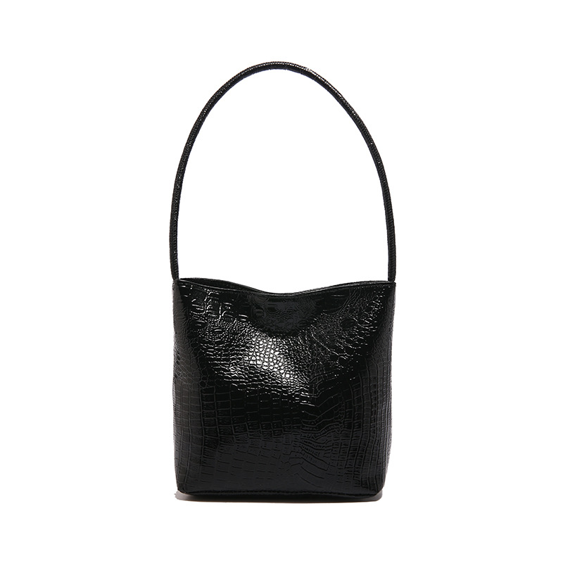High-capacity women's 2024 new style, high-end, simple and versatile crocodile print single-shoulder bag, commuting hand-held bucket bag Item Picture