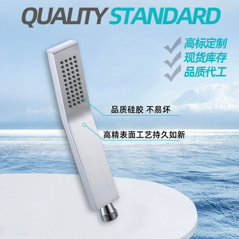 Cross-border foreign trade stainless steel shower head, hand-held shower, square concealed installation, hand-held shower head, hot water pressurized shower head Specification drawing