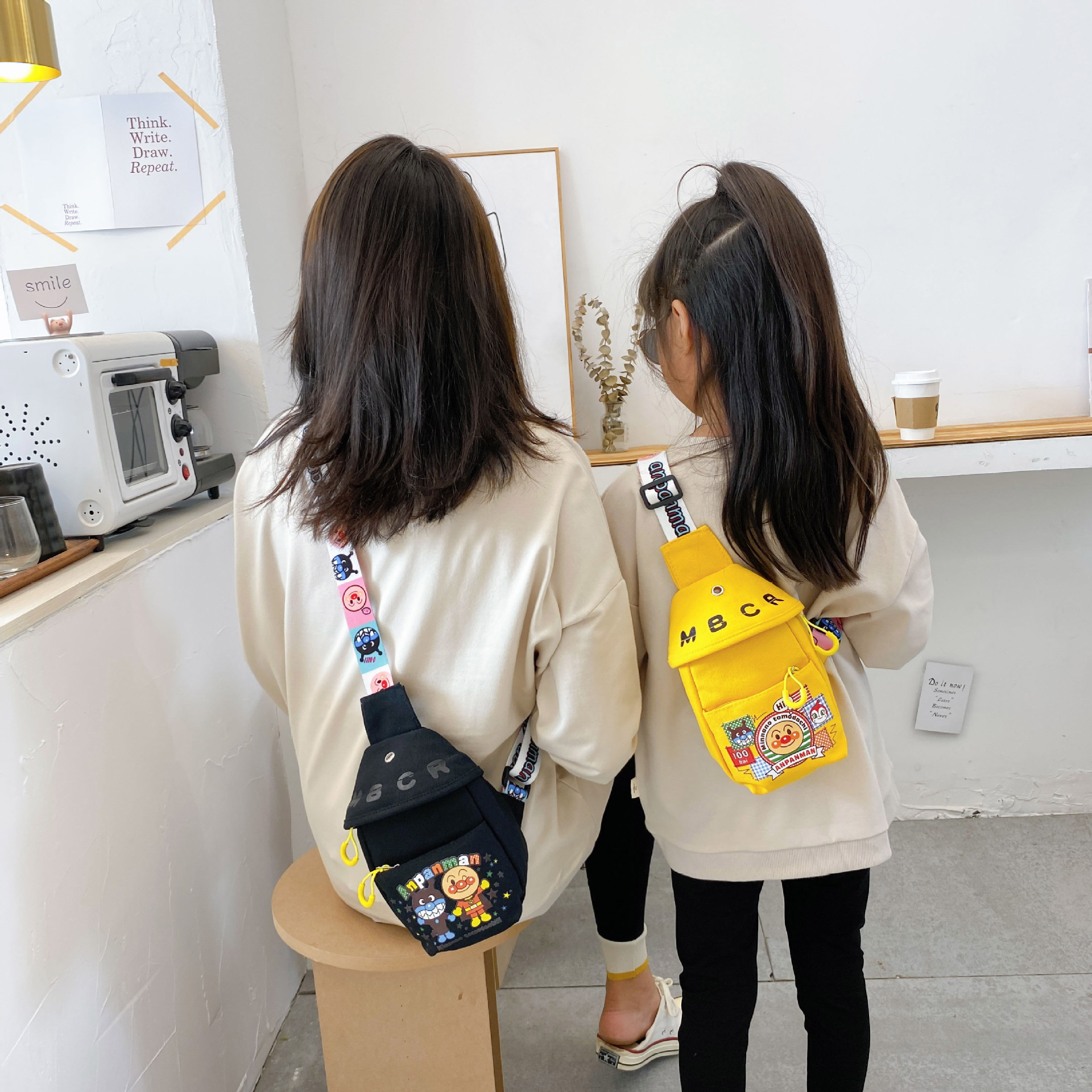 Trendy and fashionable canvas chest bag 2024 new style casual and versatile wide shoulder strap crossbody bag Children's small crossbody bag can be customized details Picture