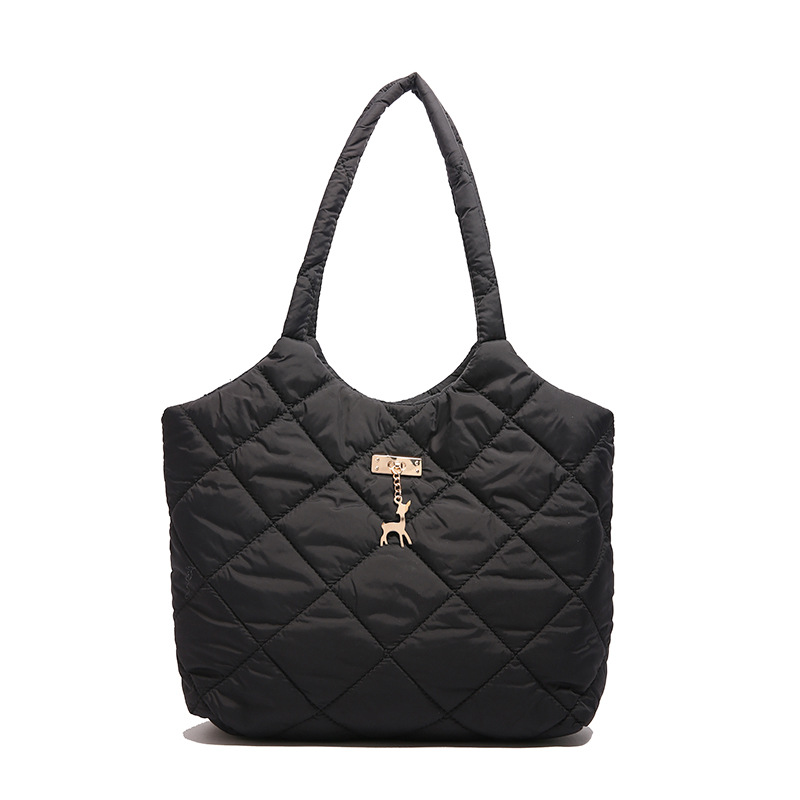 Little Deer Tote Bag for Women 2024 New large-capacity diamond-patterned embroidery single-shoulder Bag for students' commuting to school and work Item Picture