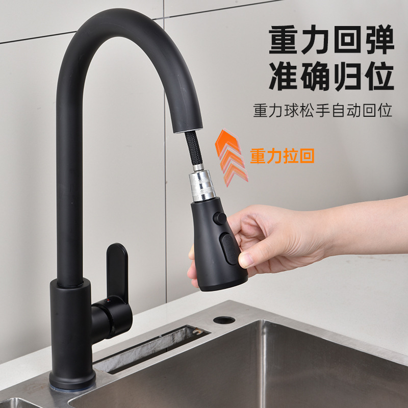 Wholesale kitchen pull-out faucet manufacturer, cold and hot two-in-one household extended splash-proof sink, sink for washing vegetables Application Scenario
