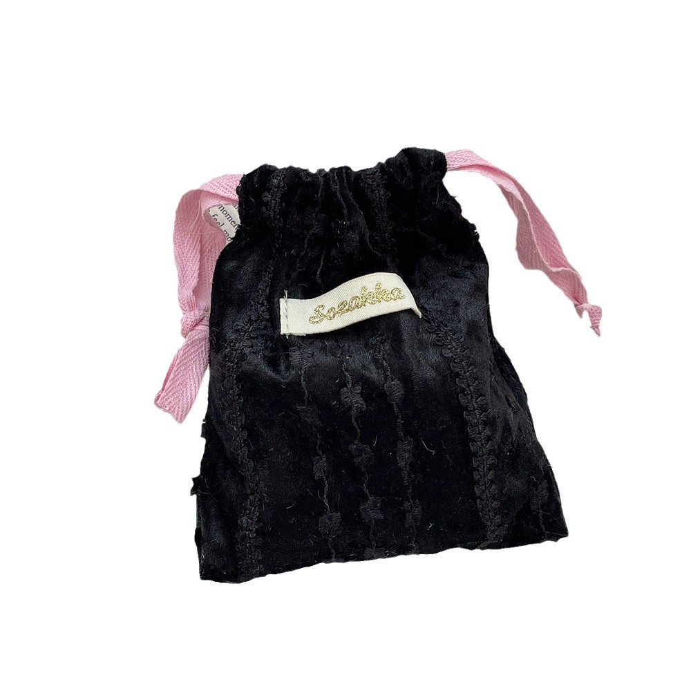410112 Velvet surface drawstring opening storage bag, sanitary napkin bag opening, red coin purse, earphone storage bag Item Picture