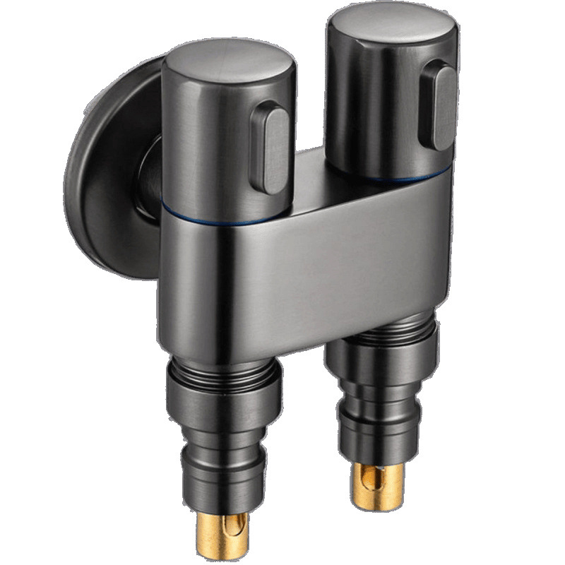 Toilet companion, one-in-two-out Angle valve, washing machine, all-copper faucet, high-flow water distribution valve, dual-control cross-border e-commerce Item Picture