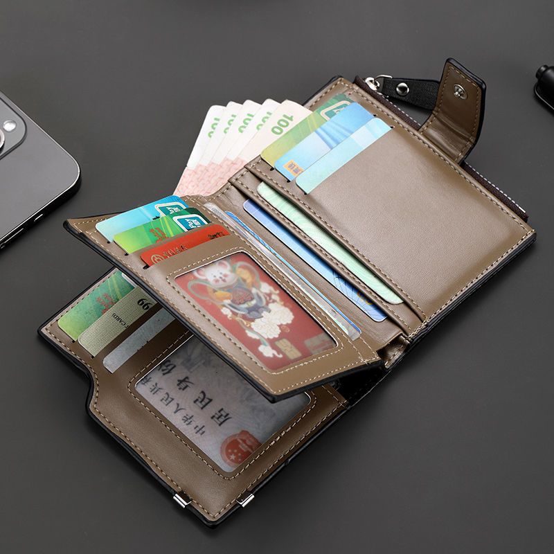 Men's short wallet 2024 New style simple driver's license wallet, trendy brand card case, youth wallet 30% off, student Specification drawing