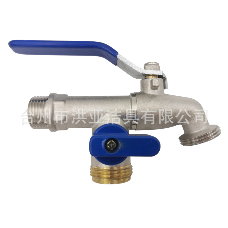Brass garden double-head dual-control quick-connect faucet for washing machine ball core with one in and two out quick-open zinc alloy faucet Specification drawing