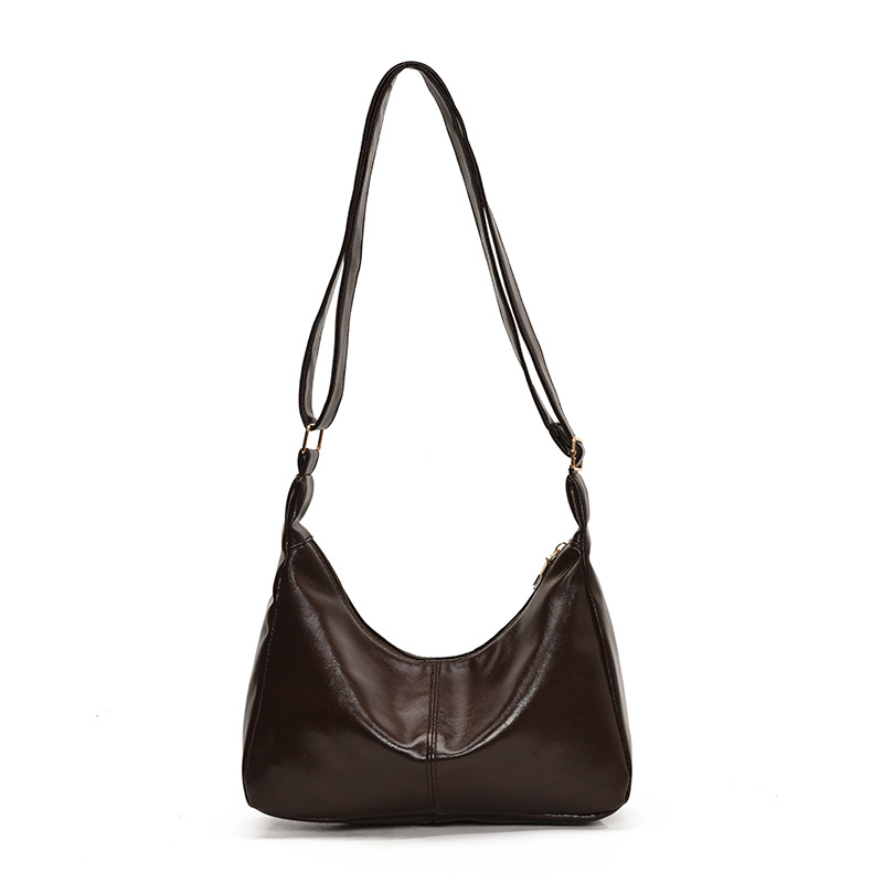 Soft PU retro bag for women, 2024 new style, trendy oil-leather large bag, winter versatile, high-end casual single-shoulder crossbody bag Item Picture