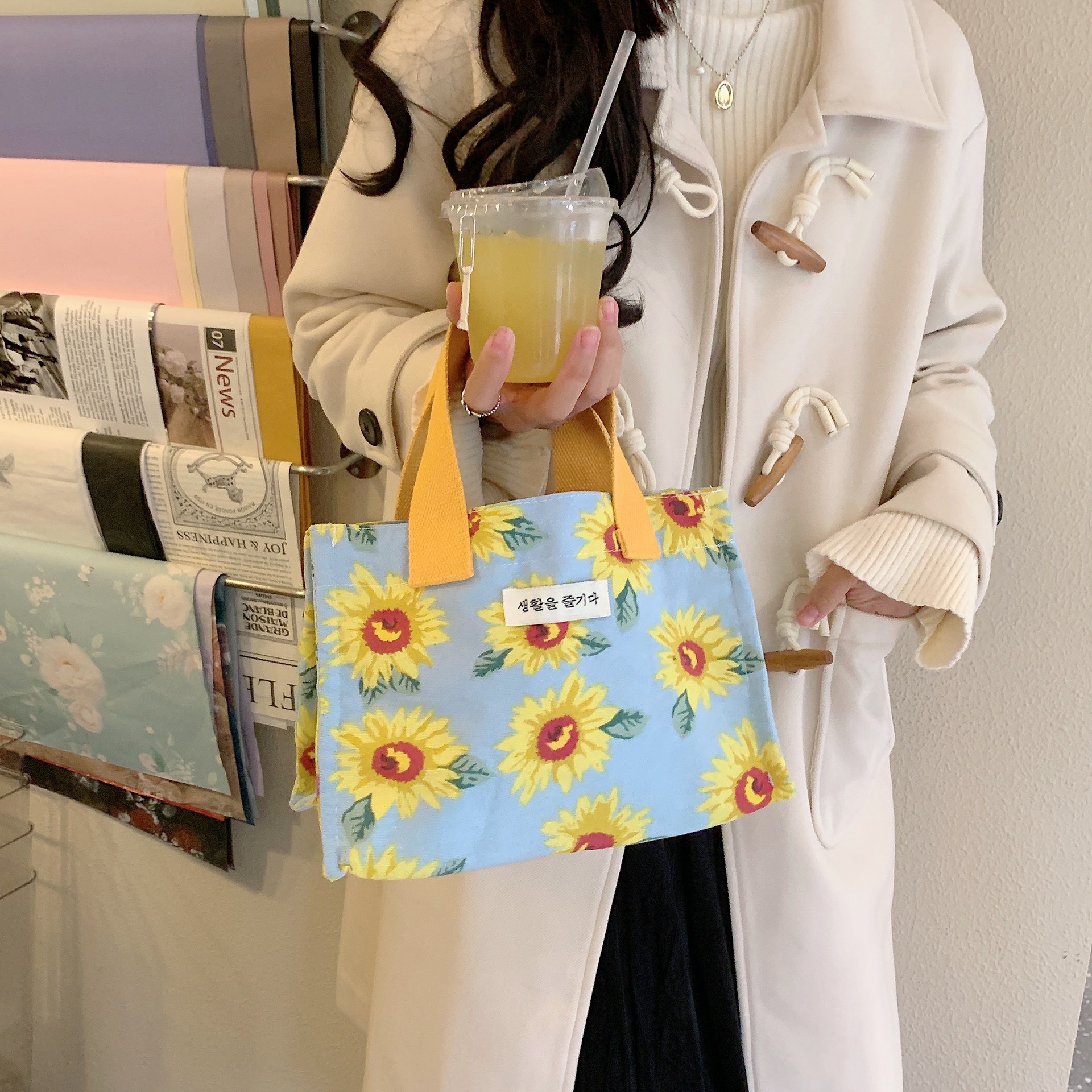 21052 Japanese-style portable lunch box, bento bag, handbag, commuter and office worker lunch handbag, miscellaneous storage bag Specification drawing