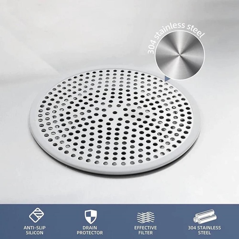 304 stainless steel floor drain cover, anti-clogging filter screen for bathroom, hair collector, sink filter screen Application Scenario
