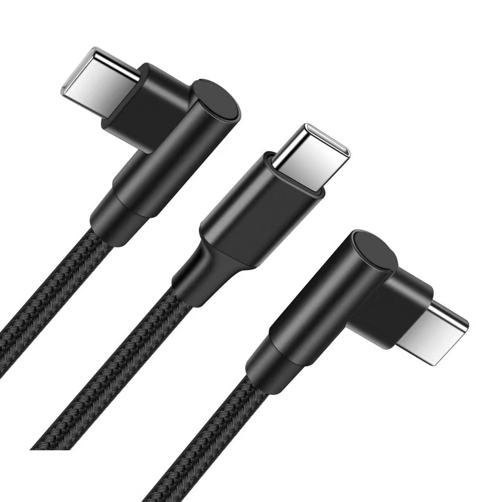 Double-elbow single-elbow male-to-male C-TO-C double-head Type-C nylon braided PD fast charging data cable 60W3A details Picture