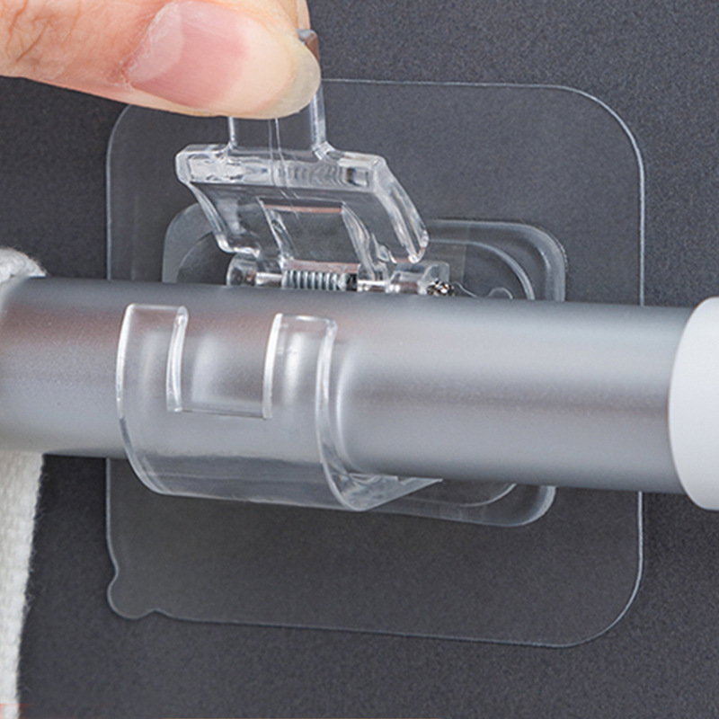 Curtain hook, no need for drilling, curtain rod fixator, hanging rod clamp, shower curtain rod, telescopic hook clamp, hanging rod adhesive hook full figure
